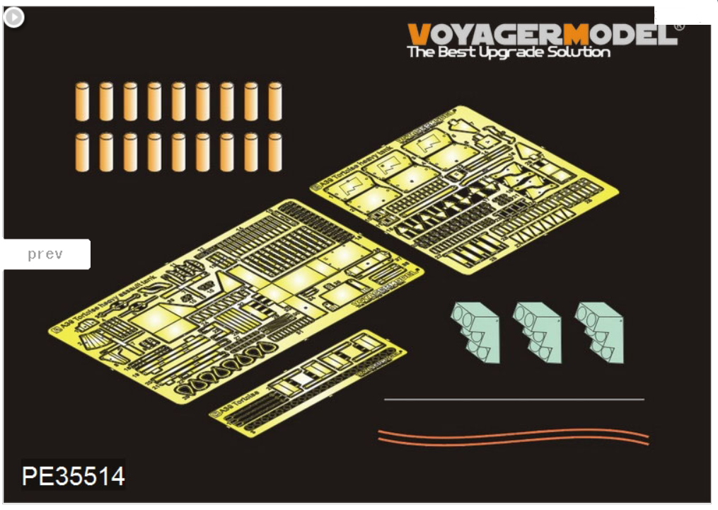 Maquette Voyager PE35514 Char d&amp;#39;assaut lourd britannique A39 Tortoise de la Seconde Guerre mondiale pour MENG TS-002 au 1/35