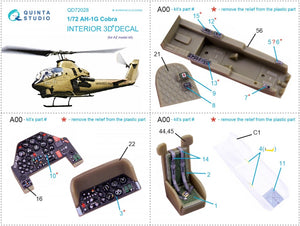 Quinta Studio QD72028 Ah-1G 3D-Printed &amp;amp; coloured Interior on decal paper (AZ models) 1/72 – immagine 8