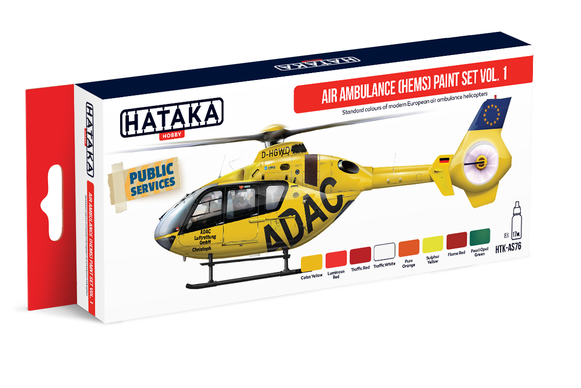 Ensemble de peinture Hataka HTK-AS76 Air Ambulance (HEMS) vol. 1 8x17ml