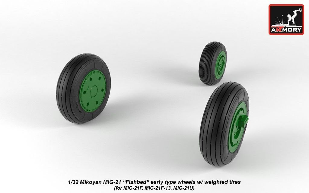 Armory Models AW32009 Mikoyan MiG-21 Fishbed wheels w/ weighted tires, early 1/32 – immagine 5