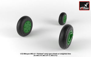 Armory Models AW32009 Mikoyan MiG-21 Fishbed wheels w/ weighted tires, early 1/32 – immagine 5