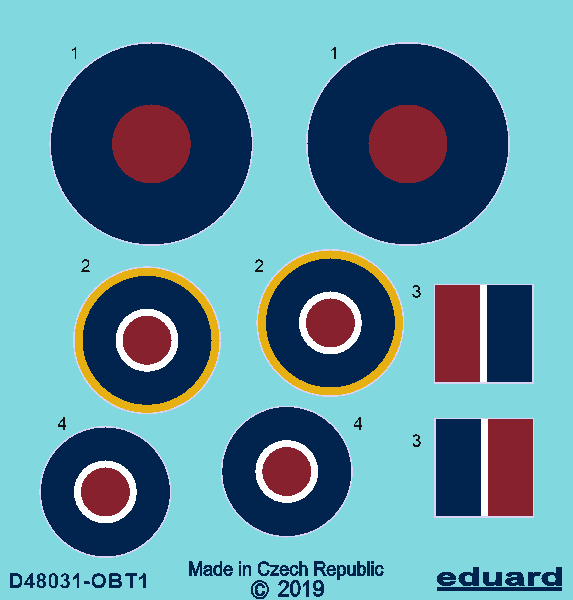 Cocardes Tempest Eduard D48031 (début) au 1/48 EDUARD