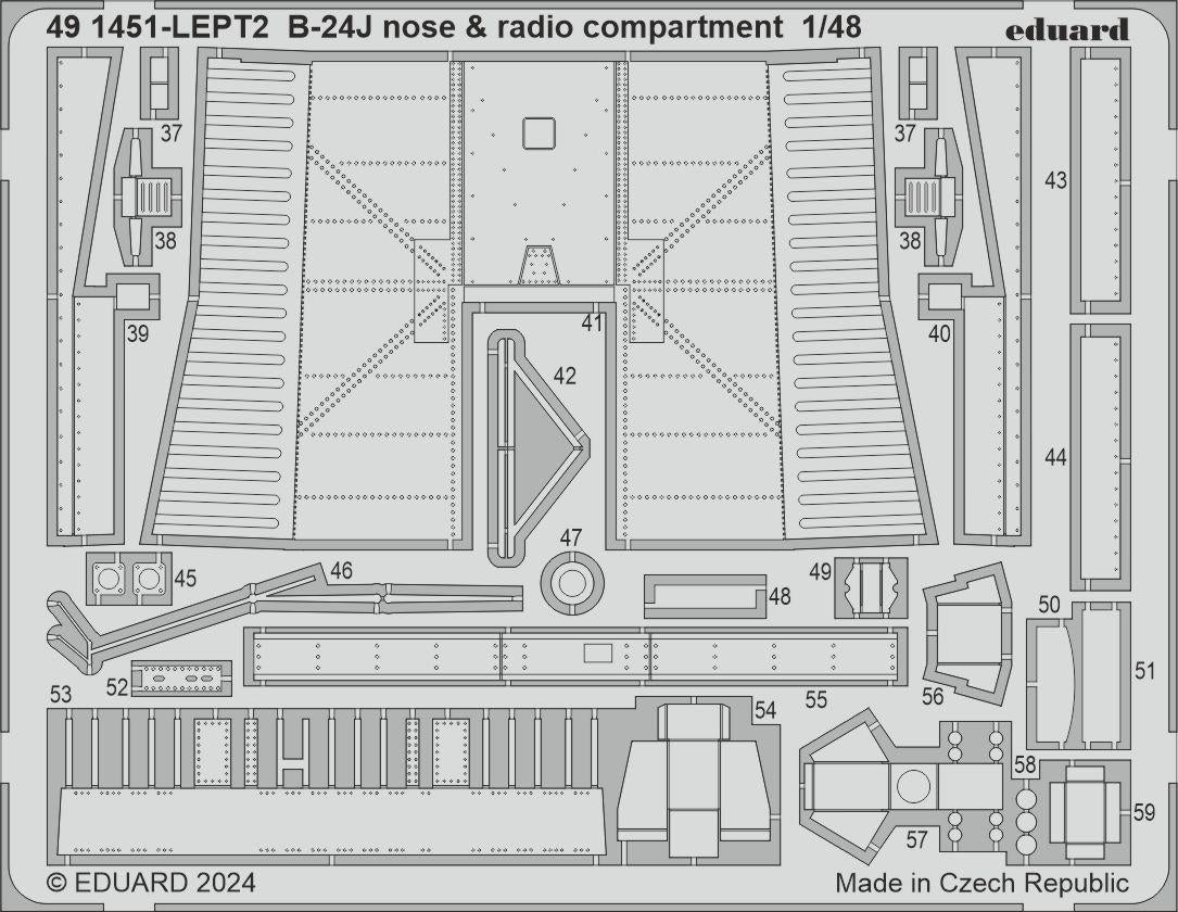 Eduard 491451 B-24J nose &amp;amp; radio compartment HOBBY BOSS 1/48 – immagine 2