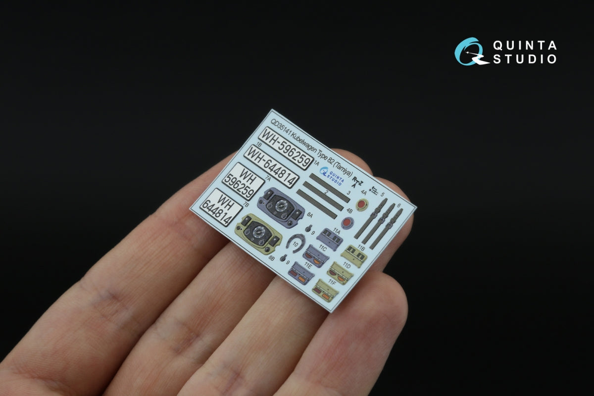 Quinta Studio QD35141 Kubelwagen Type 82 3D-Printed &amp;amp; coloured Interior on decal paper (Tamiya) 1/35 – immagine 4