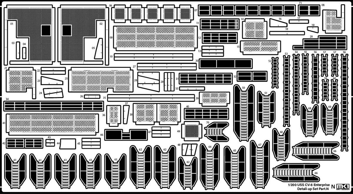 MK1 Design MD-20021 Porte-avions CV-6 Enterprise de l&amp;#39;US Navy - Pièces de détail pour maquette Trumpeter au 1/200 – image 51