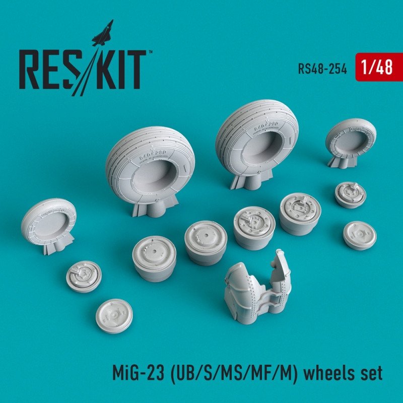 RESKIT RS48-0254 Jeu de roues MiG-23 (UB/S/MS/MF/M) 1/48 