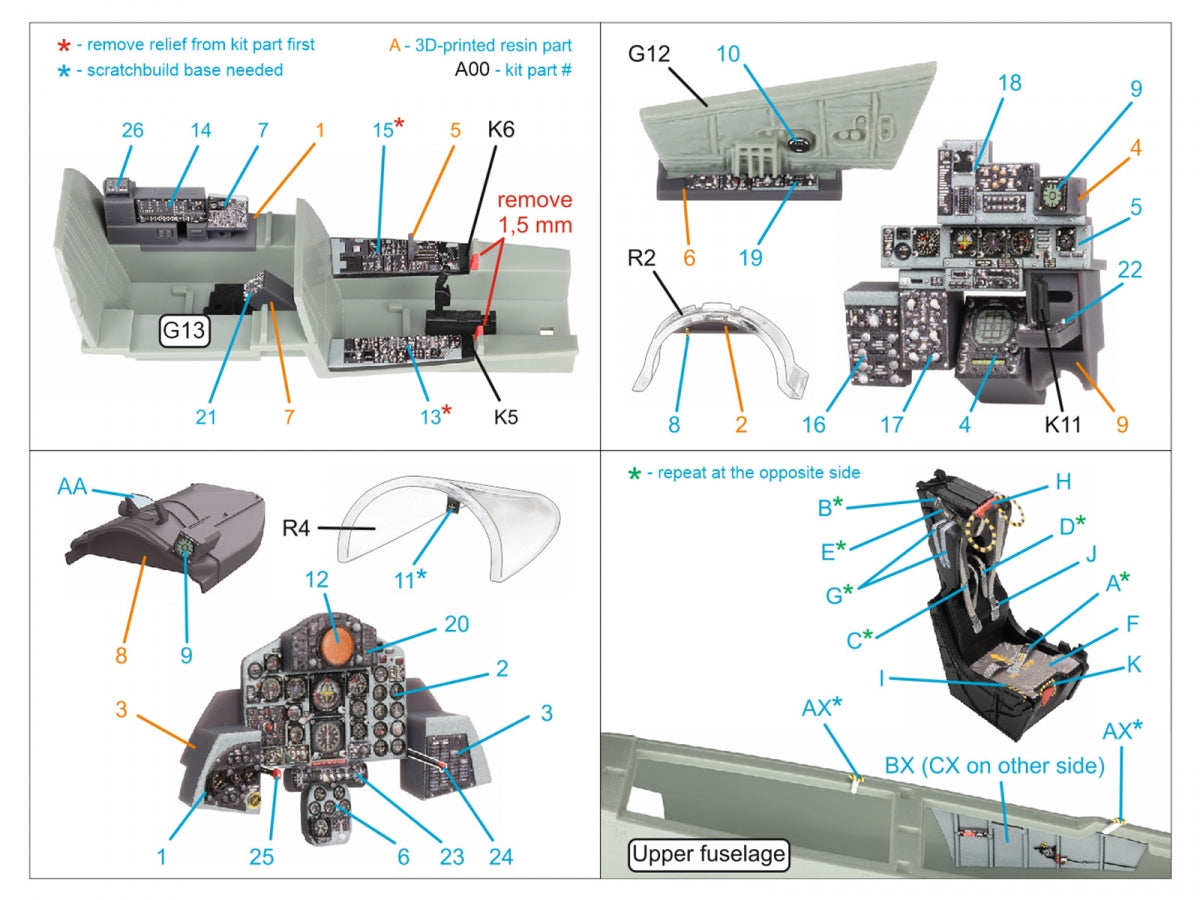 Quinta Studio QD+48486 F-4N Phantom II 3D-Printed &amp;amp; coloured Interior on decal paper (Academy) (with 3D-printed resin parts) 1/48 – Bild 3