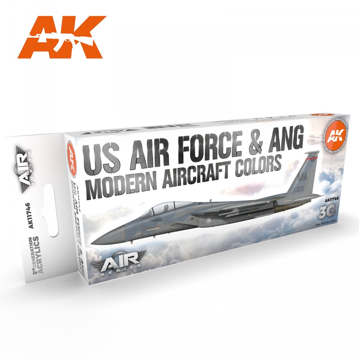 AK Interactive AK11746 Couleurs modernes des avions de l'US Air Force et de l'ANG 8 x 17 ml