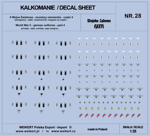 Weikert Decals DEC228 German uniforms - tabs, shoulder boards, cap insignia - HEER - ver.4 - vol.28 1/35