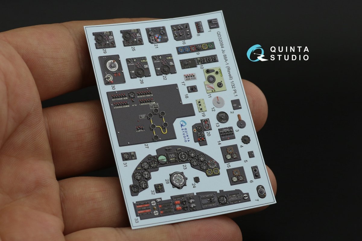 Quinta Studio QD32084 Ju 88A-1 3D-Printed &amp;amp; coloured Interior on decal paper ( Revell ) 1/32 – immagine 12