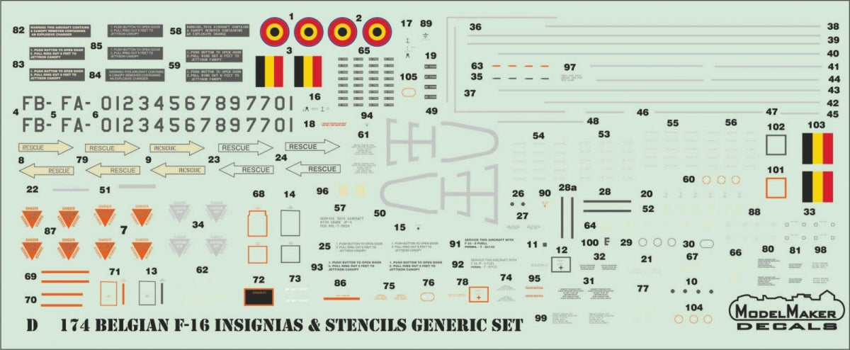 ModelMaker Decals D48175 Belgian F-16 Squadrons GENERIC SET 1/48 – zdjęcie 3