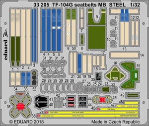 Eduard 33205 TF-104G seatbelts MB STEEL ITALERI 1/32 – immagine 2