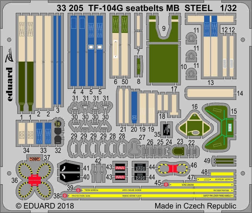 Eduard 33205 TF-104G seatbelts MB STEEL ITALERI 1/32 – immagine 2