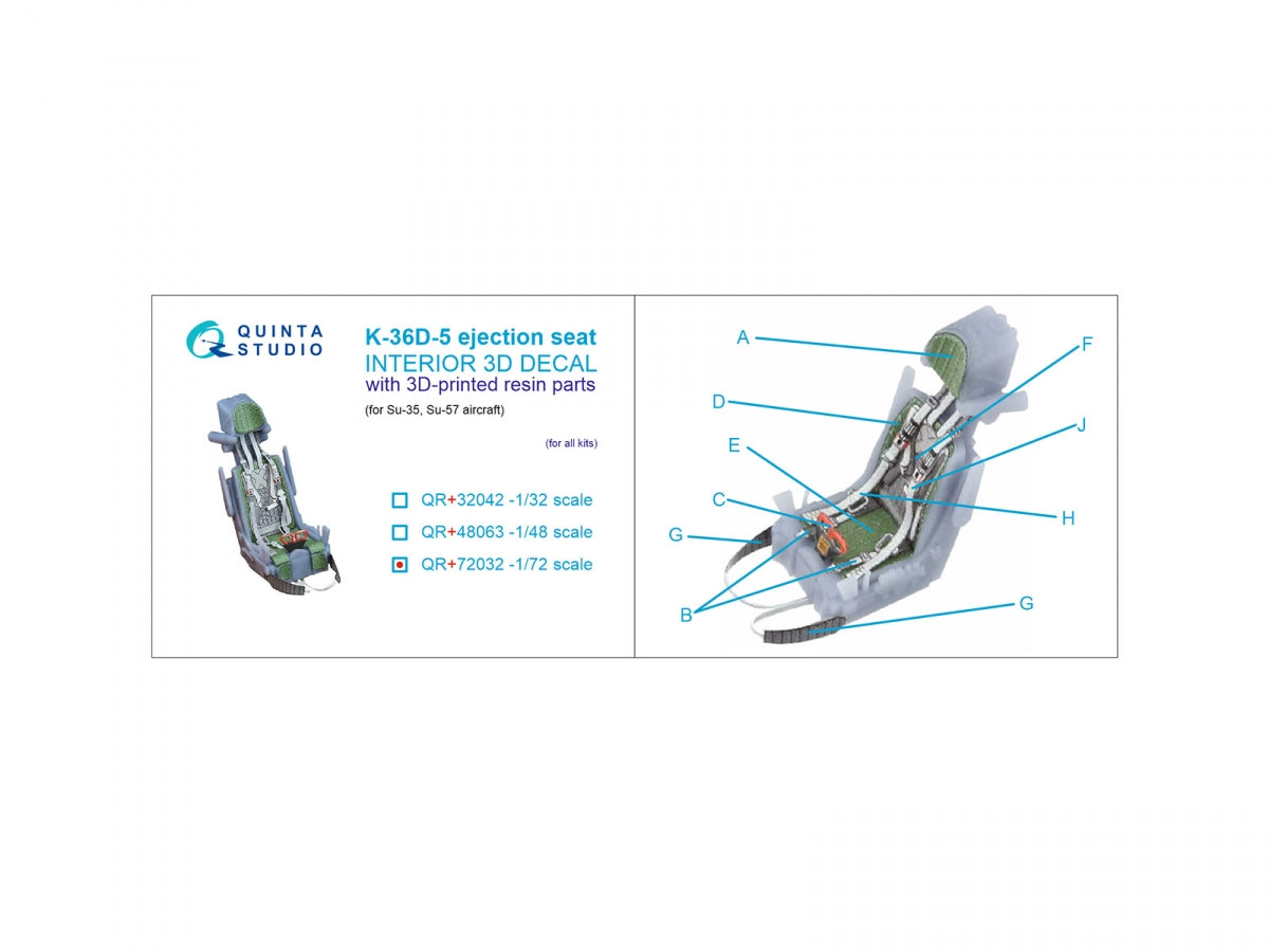 Quinta Studio QR+72032 K-36D-5 ejection seat (for Su-35, Su-57 aircraft) (All kits) 1/72 – immagine 6