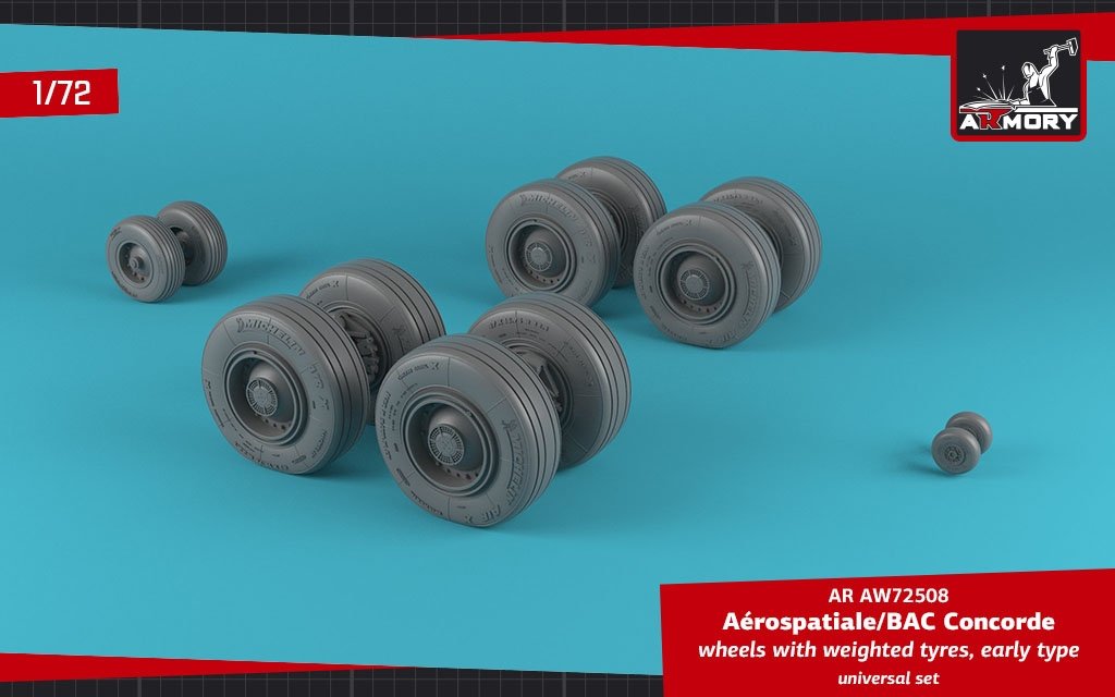 Armory Models AW72508 Concorde wheels w/ weighted tires, early 1/72 – immagine 3