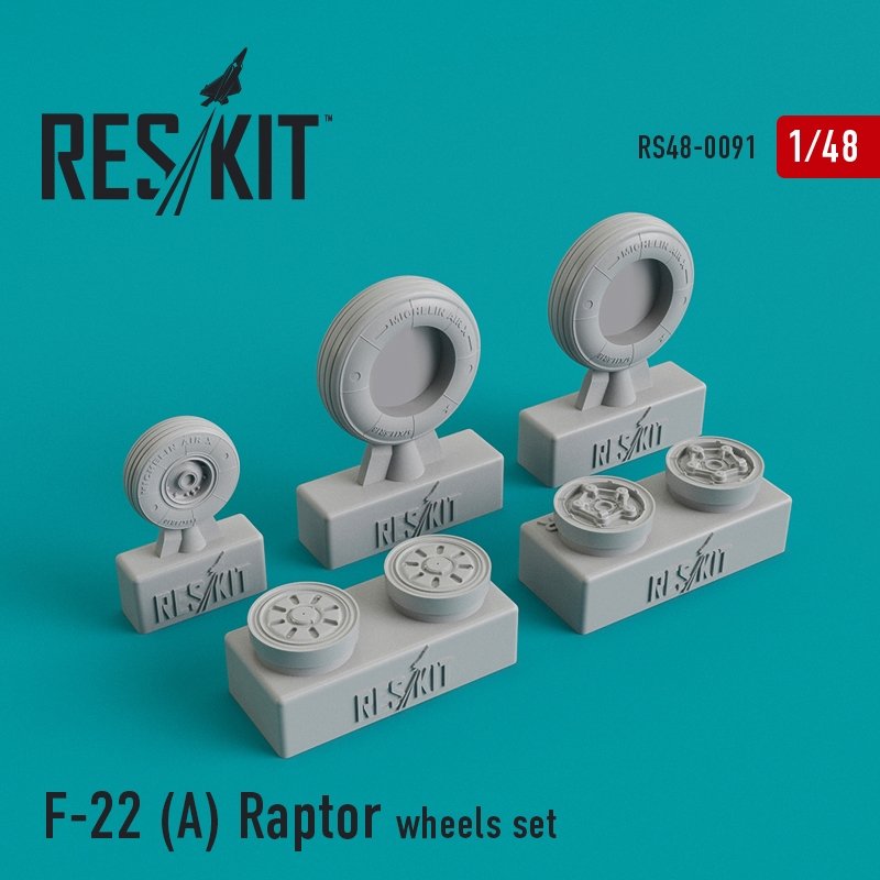 RESKIT RS48-0091 Jeu de roues F-22 (A) Raptor 1/48