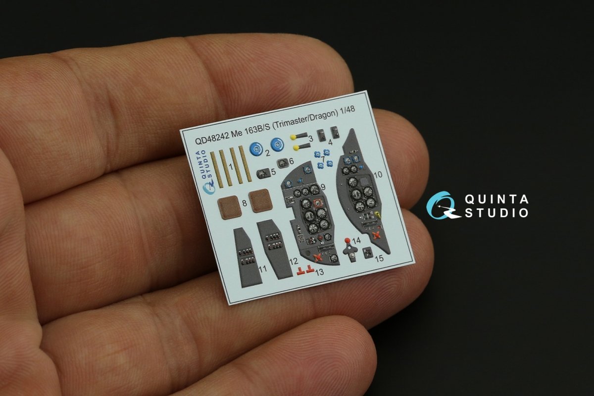 Quinta Studio QD48242 Me 163B/S 3D-Printed &amp;amp; coloured Interior on decal paper (Dragon) 1/48 – imagen 5