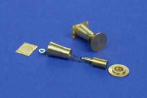 RB Model 35A09 Railroad flat buffer turned and photo etch brass kit set contains two buffers 1/35 – imagen 2