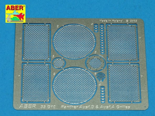 Aber 35G10 Grilles for german tank PzKpfw V Ausf.A/D Panther (Sd.Kfz.181) 1/35
