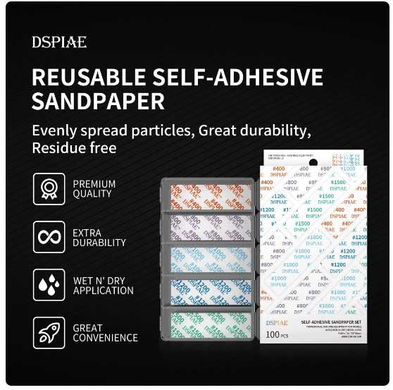 DSPIAE DSP-1200 Reusable Self-Adhesive Sandpaper #1200 (75 x 25 mm) 10 pcs – image 2