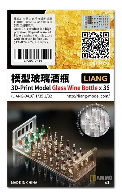 Liang 0416 3D-Print Model Glass Wine Bottle x 36 1/32 1/35 – image 3