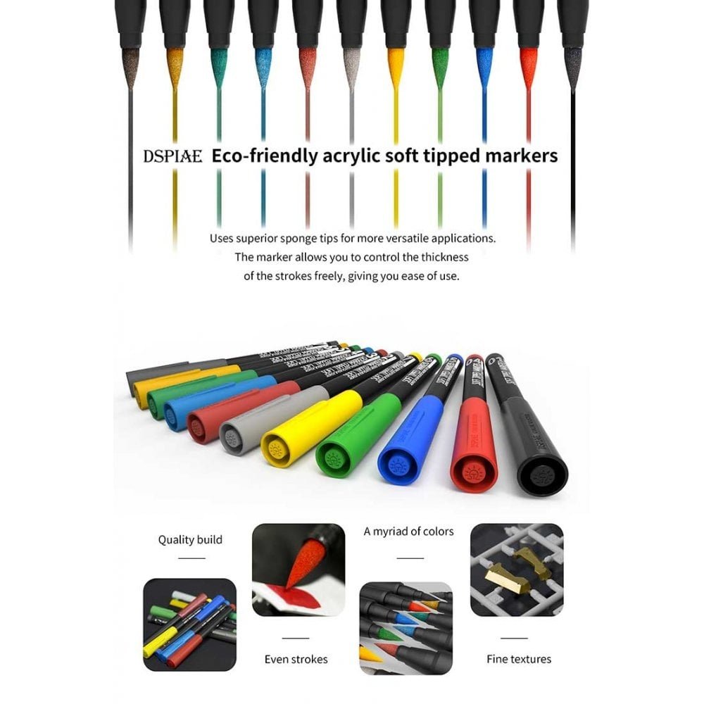 DSPIAE MK-07 Mecha Yellow Soft Tipped Marker Pen – immagine 5