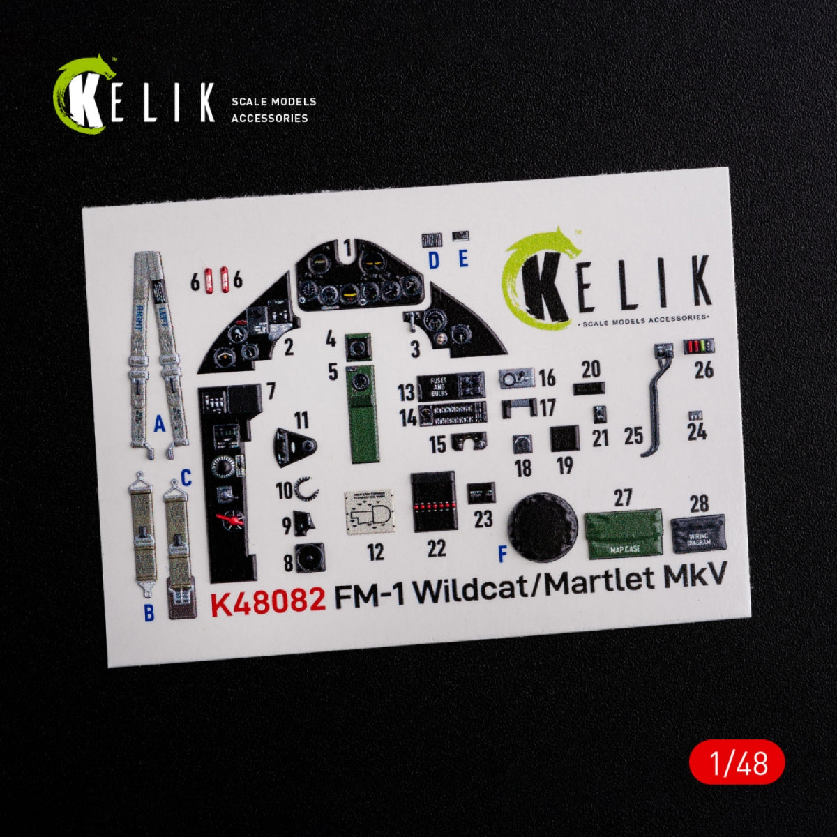 KELIK K48082 FM-1 Wildcat/Martlet Mk.V interior 3D decals for Tamiya kit 1/48 – immagine 2