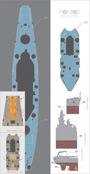 Pontos 35024WD1 USS BB-55 North Carolina Wooden Deck set 1/350 – imagen 4
