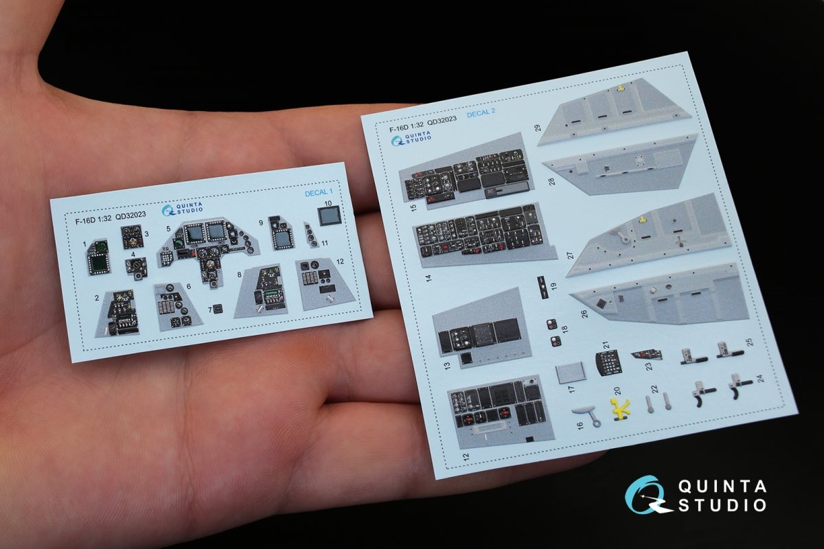 Quinta Studio QD32023 F-16D 3D-Printed &amp;amp; coloured Interior on decal paper (for Academy kit) 1/32 – immagine 2