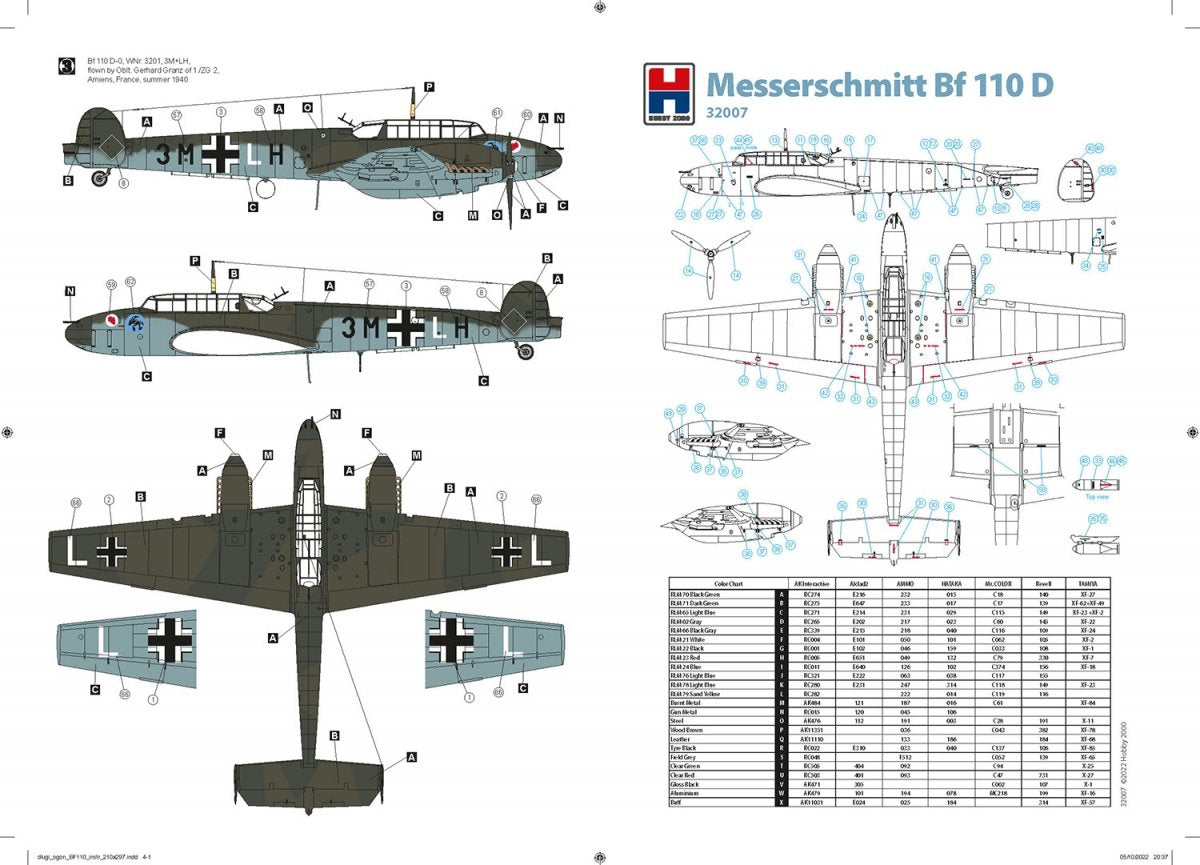 Hobby 2000 32007 Messerschmitt Bf 110 D ( Dragon + Cartograf + Mask ) 1/32 – Bild 5