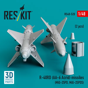 RESKIT RS48-0528 R-40RD (AA-6 &amp;quot;Acrid&amp;quot;) missiles (2 pcs) (3D printed) 1/48 – imagen 2