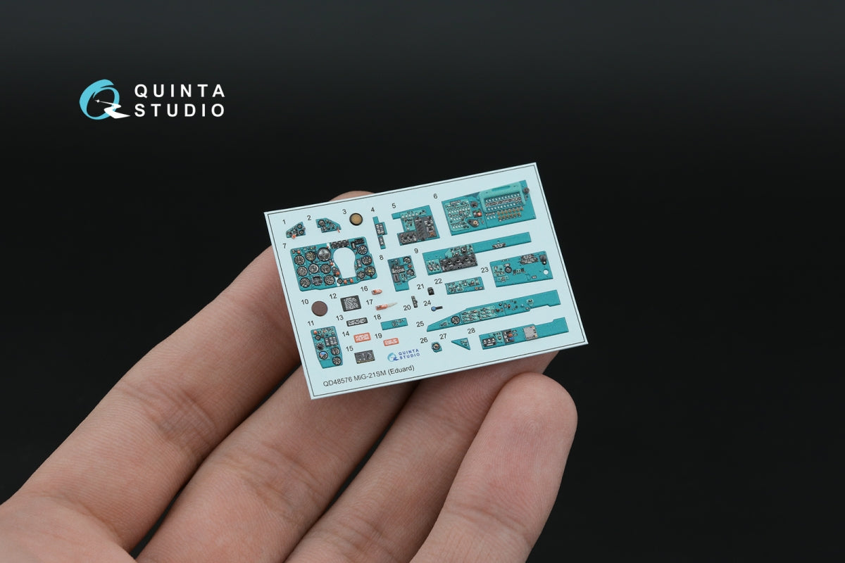 Quinta Studio QD+48576 MiG-21SM Fishbed-J 3D-Printed &amp;amp; coloured Interior on decal paper (Eduard) (with 3D-printed resin parts) 1/48 – immagine 3