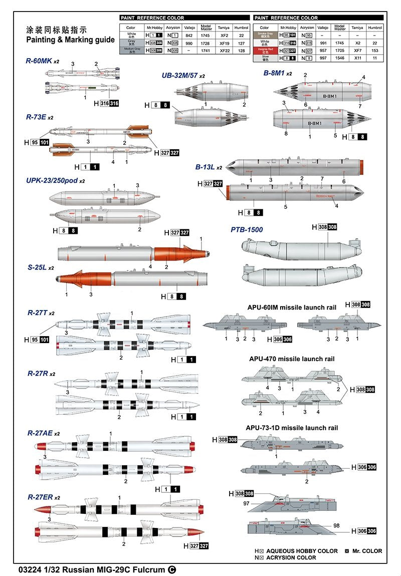 Trumpeter 03224 Russian Mikoyan MIG-29C Fulcrum 1/32 – immagine 17