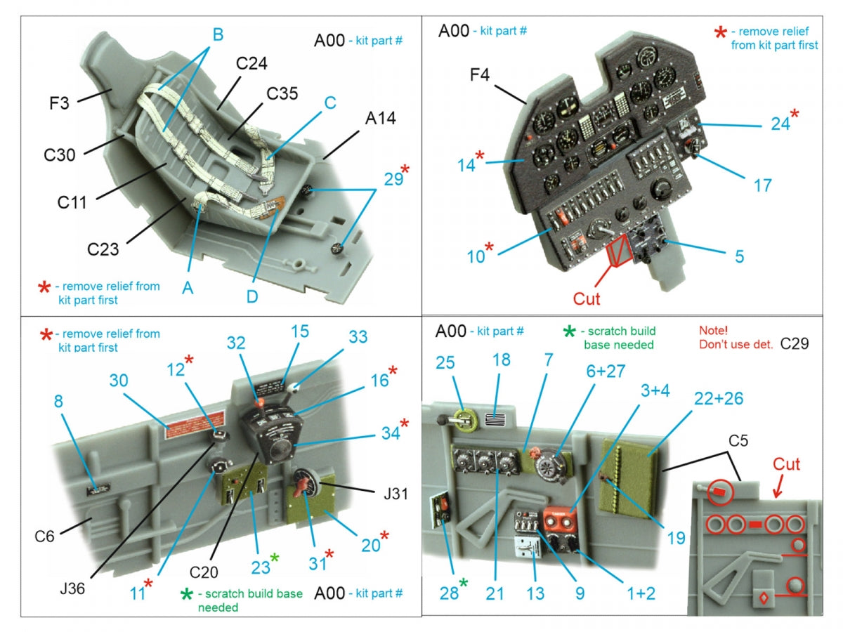 Quinta Studio QD32162 P-40N Warhawk 3D-Printed &amp;amp; coloured Interior on decal paper (Trumpeter) 1/32 – immagine 2