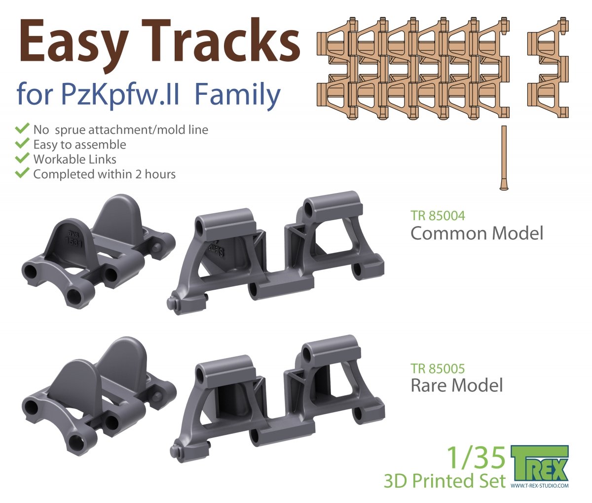 T-Rex Studio TR85004 PzKpfw II Tracks Common Model 1/35 – zdjęcie 6