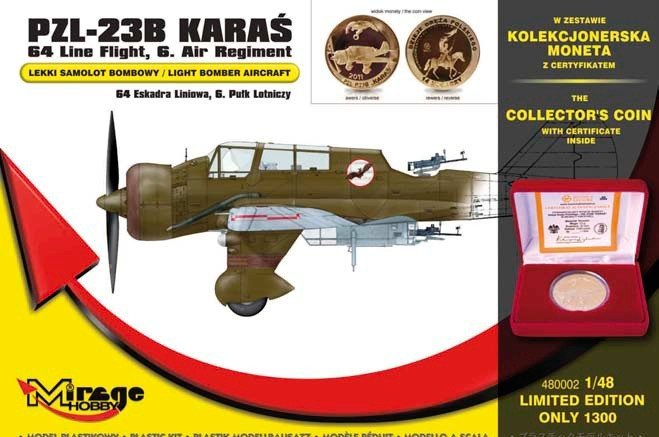 Mirage Hobby 480002 PZL-23B Karas Light Bomber Aircraft 64 Line Flight, 6. Air Regiment 1/48