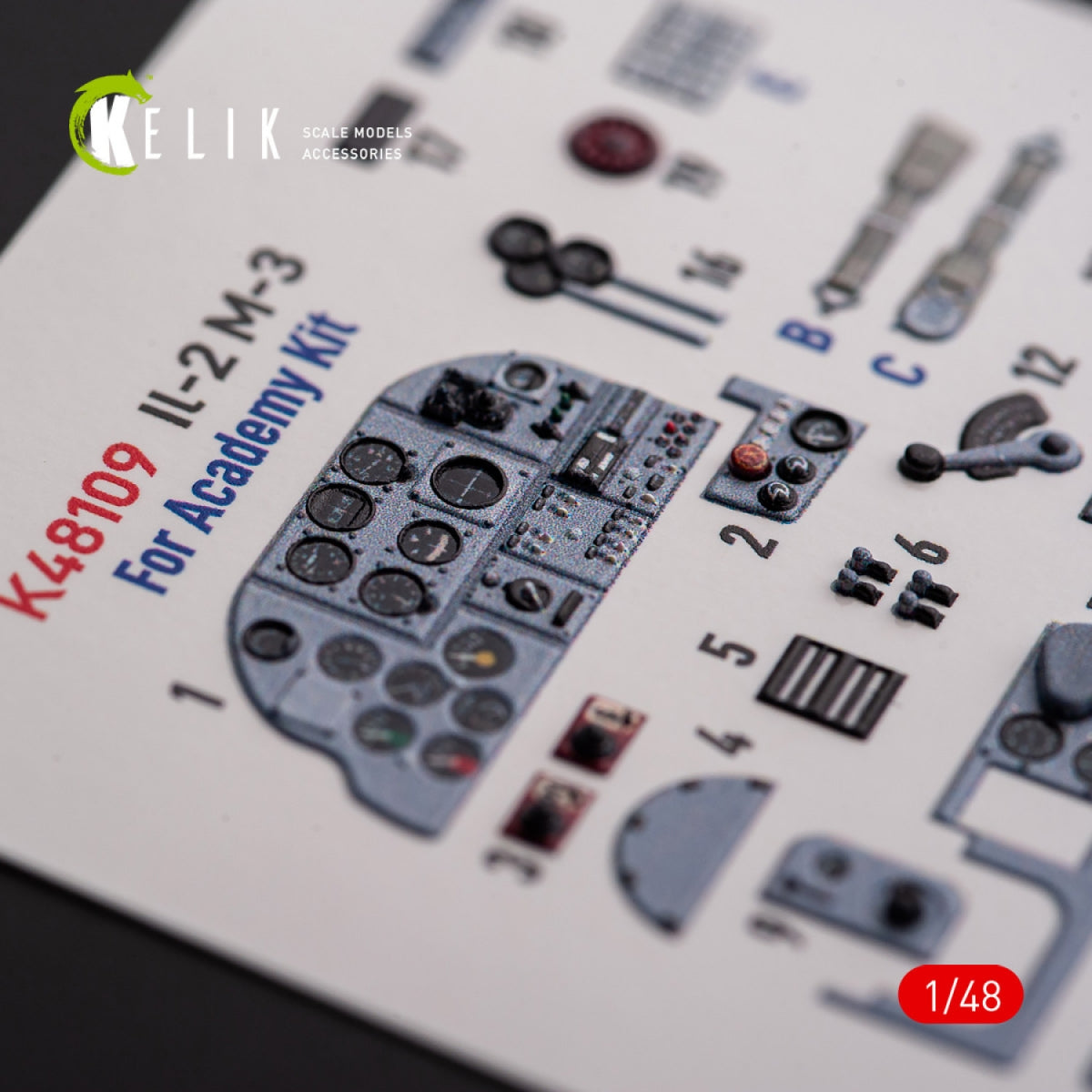 KELIK K48109 IL-2M3 - interior 3D decals for Academy/Accurate Miniatures kit 1/48 – immagine 2