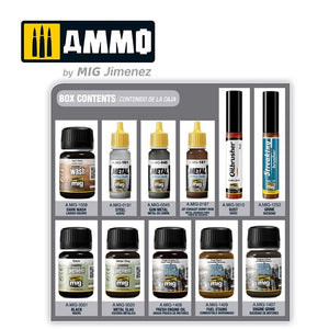 AMMO of Mig Jimenez 7804 SUPER PACK. WEATHERING FOR ENGINES. EFECTOS PARA MOTORES – immagine 2