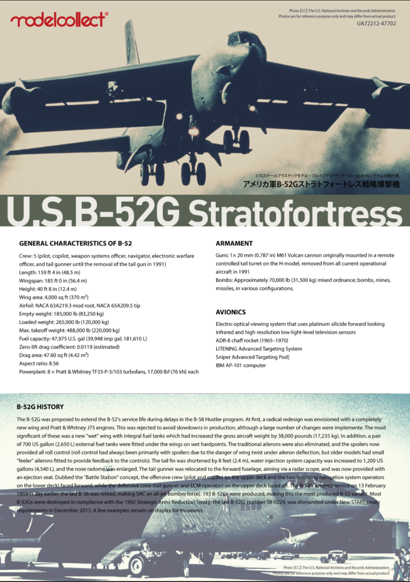 Modelcollect UA72212 USAF B-52 Stratofortress strategic Bomber new version 1/72 – immagine 5