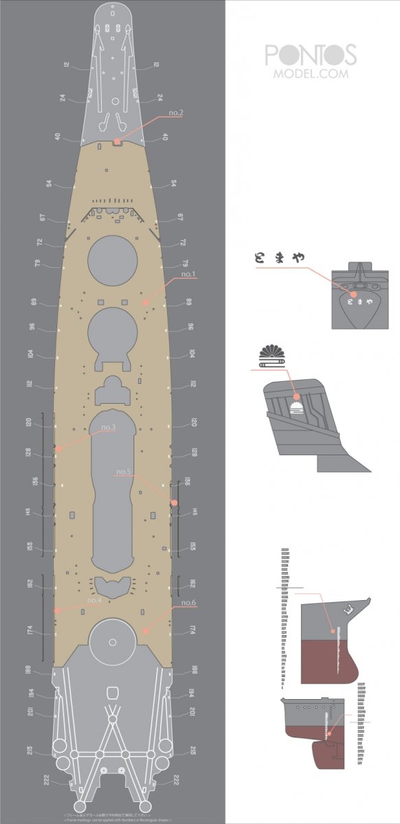 Pontos 35029WD1 IJN Yamato Wooden Deck set 1945 1/350 – image 4
