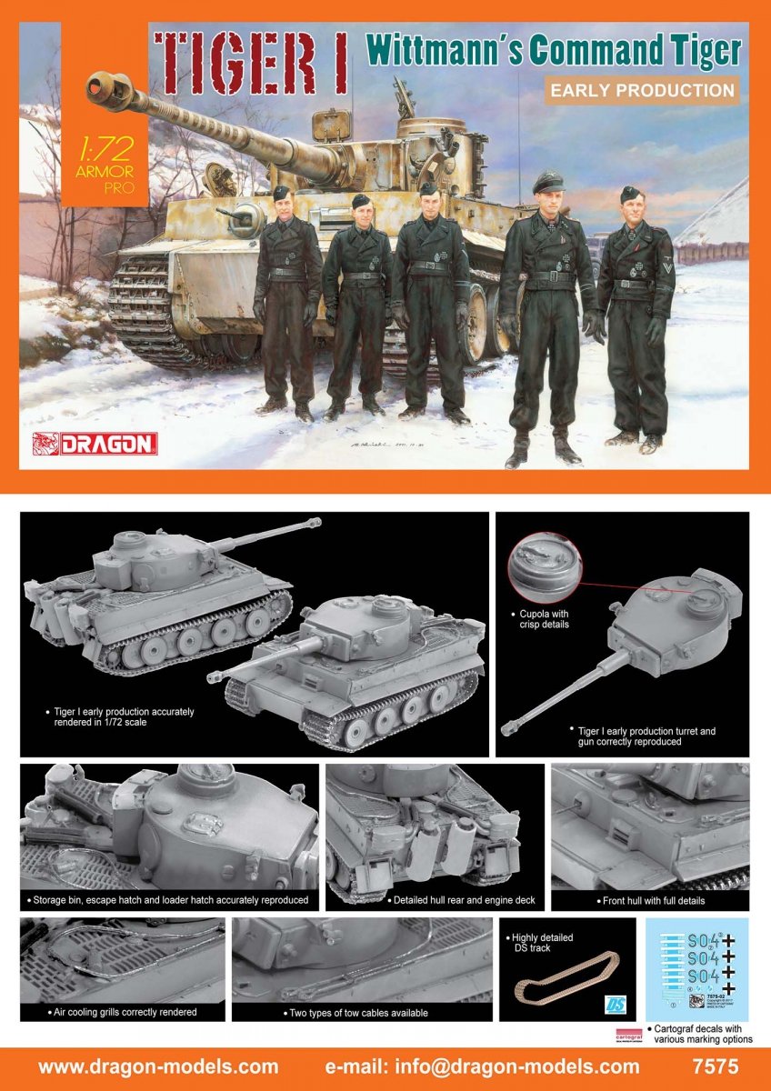 Dragon 7575 Tiger I Early Production, Wittmann's Command Tiger 1/72