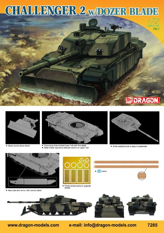 Dragon 7285 Challenger w/Dozer Blade 1/72 – Bild 2