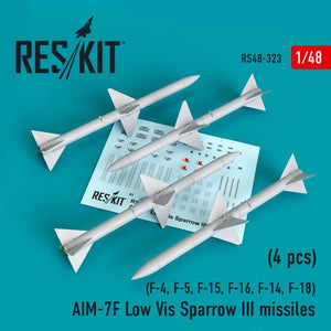RESKIT RS48-0323 AIM-7F LOW VIS SPARROW III MISSILES (4PCS) 1/48