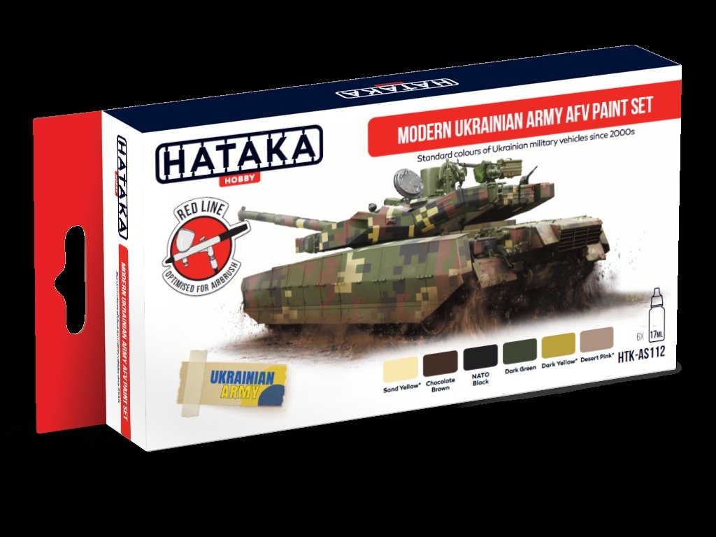 Kit de peinture Hataka HTK-AS112 pour véhicules blindés de combat modernes de l&amp;#39;armée ukrainienne, 6 x 17 ml