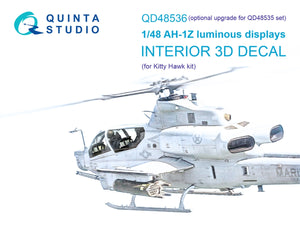 Quinta Studio QD48536 AH-1Z Zulu Cobra/Viper luminous displays 3D-Printed &amp;amp; coloured Interior on decal paper (KittyHawk) 1/48