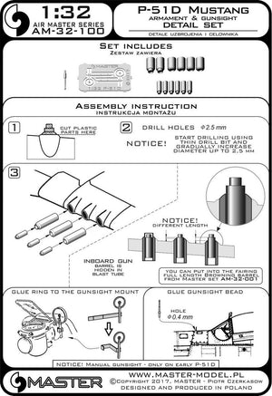 Master AM-32-100 P-51D Mustang Armament &amp;amp; Gunsight detail set 1/32 – Bild 16