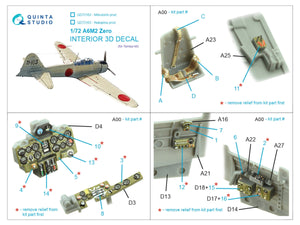 Quinta Studio QD72163 A6M2 Zero (Nakajima Prod.) 3D-Printed coloured Interior on decal paper (Tamiya) 1/72 – imagen 10