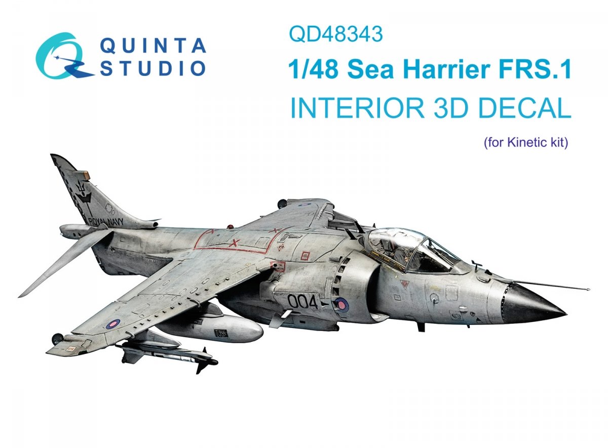 Quinta Studio QD48343 Sea Harrier FRS.1 3D-Printed &amp;amp; coloured Interior on decal paper (Kinetic) 1/48