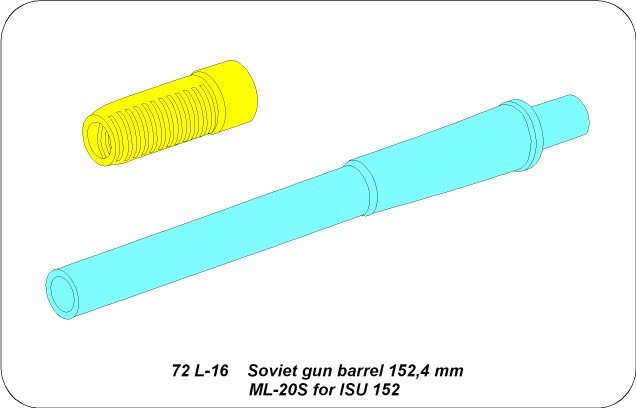 Aber 72L-16 Lufa 152,4mm ML-20S do radzieckiego działa ISU 152 / Soviet gun barrel 152,4mm ML-20S for ISU 152 1/72 – zdjęcie 4