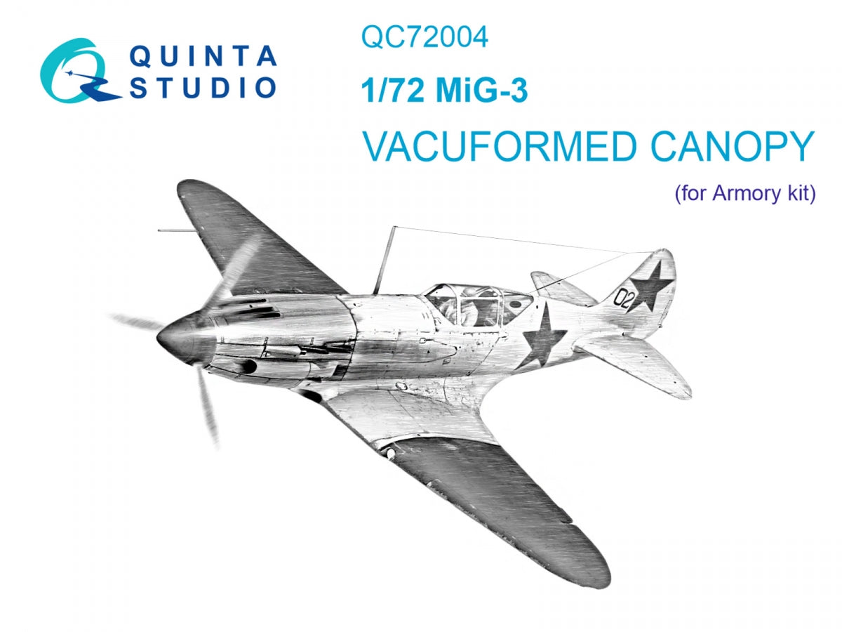 Quinta Studio QC72004 MiG-3 vacuumed clear vacuformed canopy (for Armory kit) 1/72